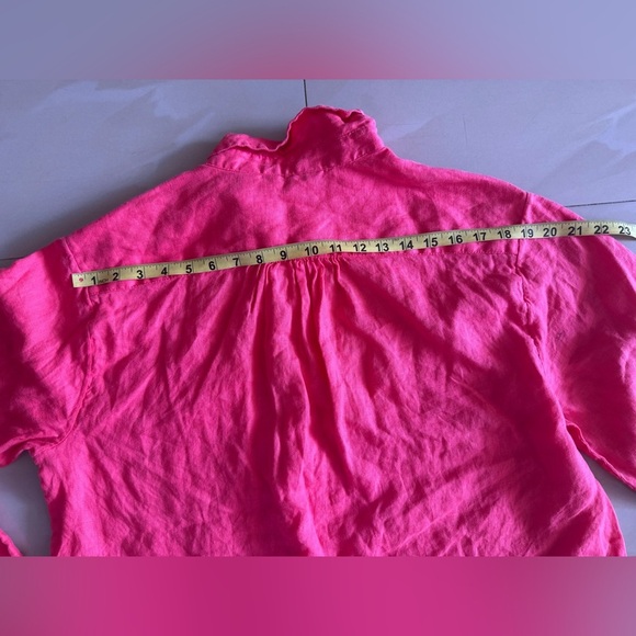 Lands and Hot Pink 2-Piece Shorts M 10-12 Set long sleeve shirt L(14-16) Linen - Picture 5 of 16